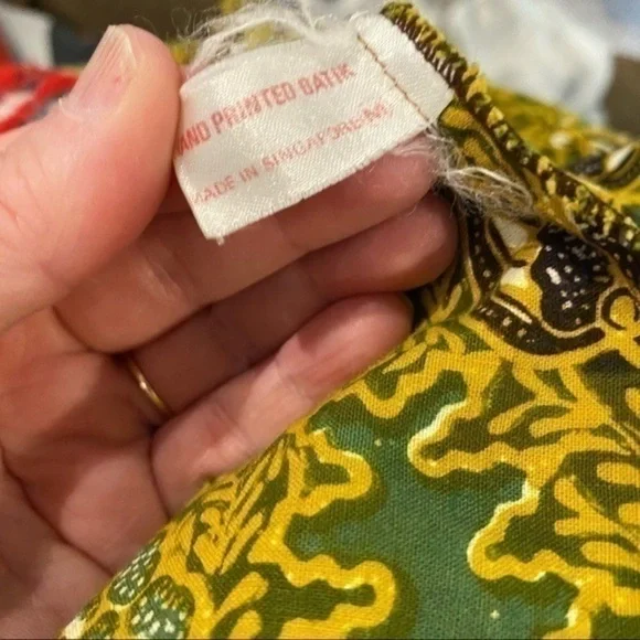 Vintage hand printed batik cotton button down paisley dress - Picture 5 of 13